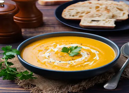 Soupe potiron-poivron au curry