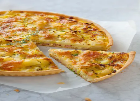 Tarte poireau, pomme de terre, lardons