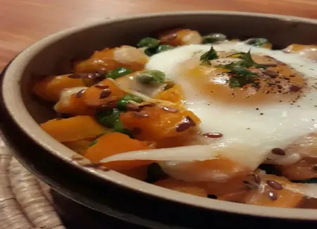 Oeufs-cocottes potimarron rôti et feta
