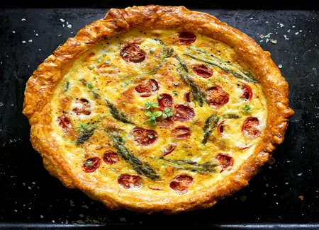 Quiche asperge, tomate cerise et chorizo doux