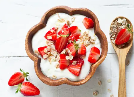 Fromage blanc au miel et aux fraises