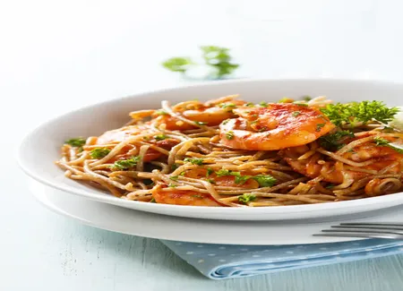 Spaghettis aux crevettes de manou
