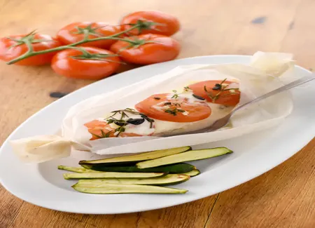 Papillote de saumon à la mozzarella