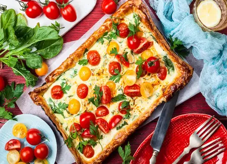 Tarte duo aux tomates cerise et ricotta