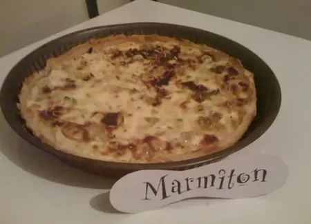 Quiche saumon-poireaux légère.