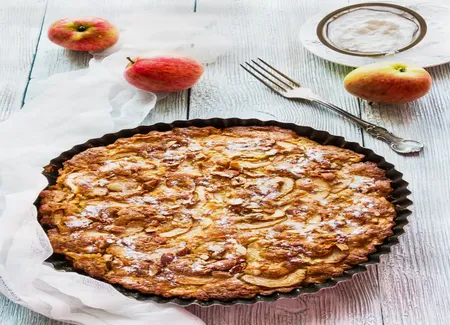 Tarte pommes, amandes et chocolat