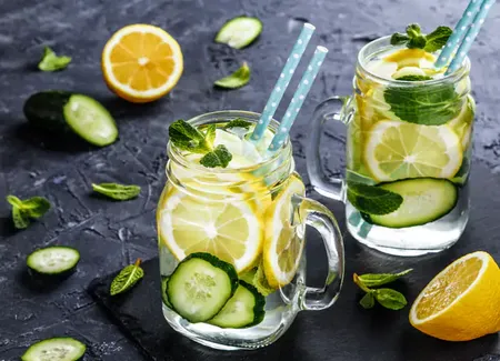 Boisson détox concombre gingembre menthe