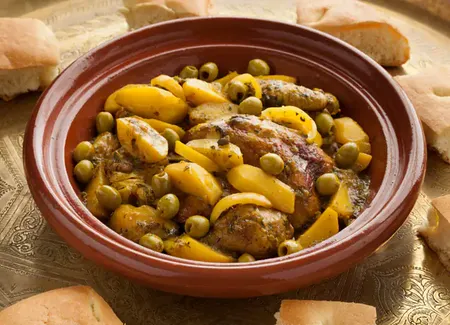 Poulet aux olives en couscoussier