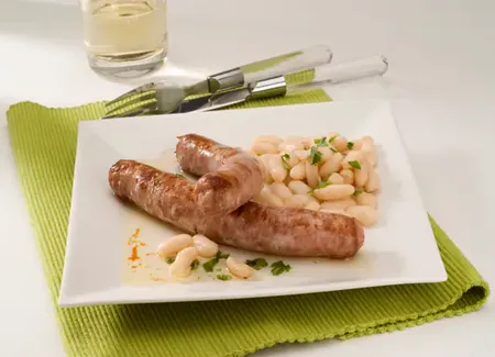 Saucisse de toulouse aux haricots blancs fondants