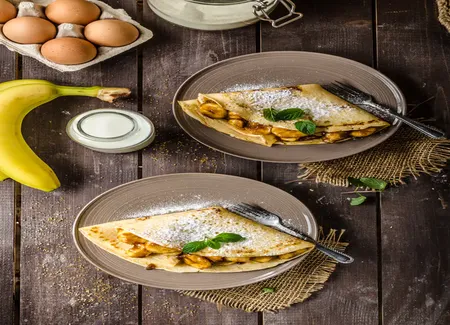 Crêpes gourmandes banane-nutella-caramel