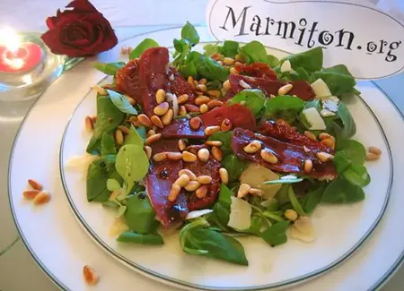 Salade de mâche aux magrets de canard