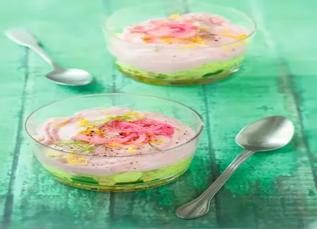 Verrine ricotta-avocat-tarama