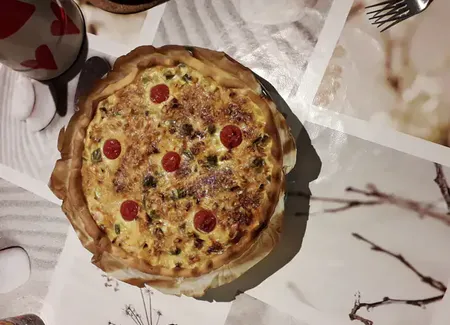 Tarte aux poivrons et blancs de dinde