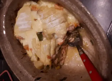 Gratin pommes de terre poireaux saumon et reblochon