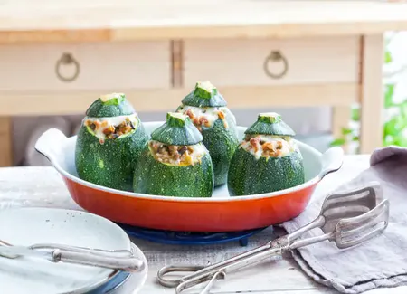 Courgettes farcies au veau haché et beaufort