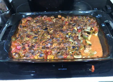Gratin de pâtes aux légumes du soleil