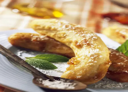 Beignets de banane, coulis aux abricot