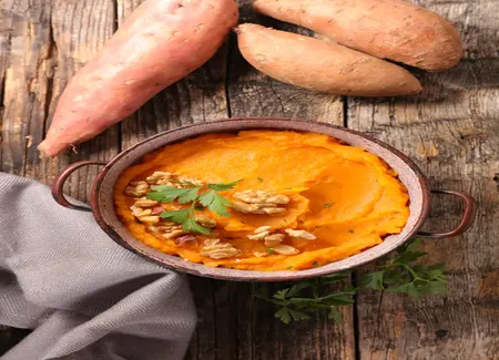 Purée de patates douces au lait de coco