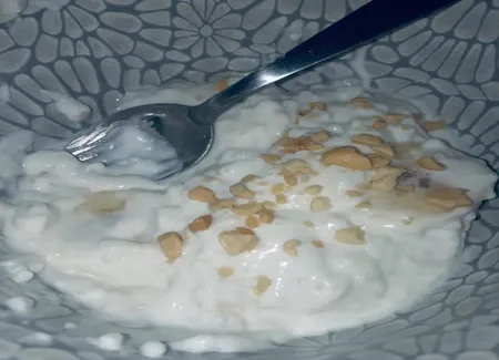 Bananes au lait de coco avec perles du japon