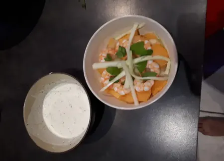 Salade melon concombre crevette