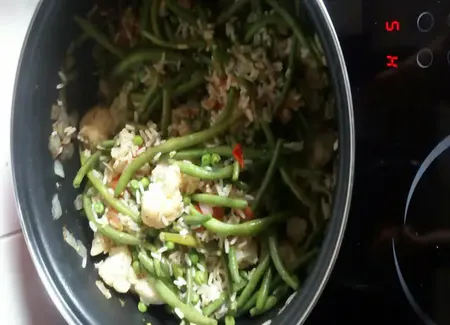 Poêlée de riz aux légumes verts