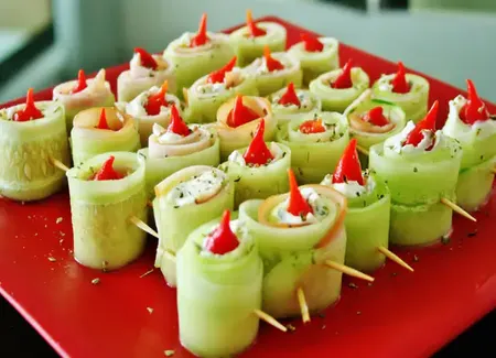Roulés de concombre à la dinde et au cream cheese